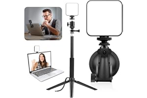 Videokonferenz licht, Banral Videokonferenz Beleuchtung mit Teleskopständer Stativ und Suction Cup, LED Video Licht Einstellbar Helligkeit und Temperatur für Live-Streaming, Videokonferenzen und mehr
