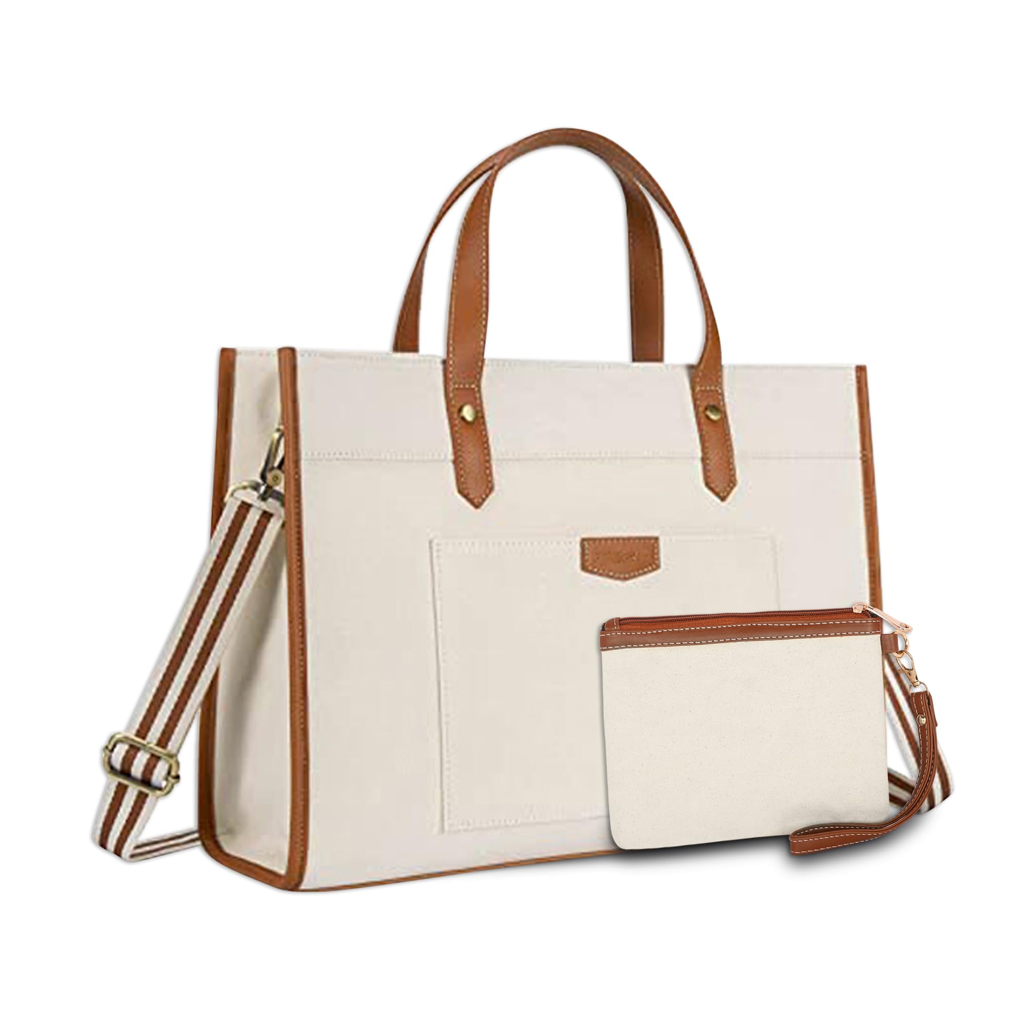 Womanix Laptop Tote Bag Canvas Laptop Bag 14 inch Work Shoulder Bags Casual Briefcase Handbag for Travel, Office, College (0042)