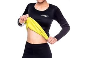 NOVECASA Sauna Maglia Donna Neoprene a Maniche Lunghe Camicia Sweat Shirt per Sudorazione Brucia Grassi Dimagrante Addome Snellente