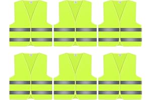 JRJRN 6 Pièces Gilets Réfléchissant de Haute Visibilité, Gilet Jaune Adulte/Enfant, Gilet de Sécurité Réfléchissants Jaunes, Gilet Jaune Voiture pour Les Conducteurs Travailleurs