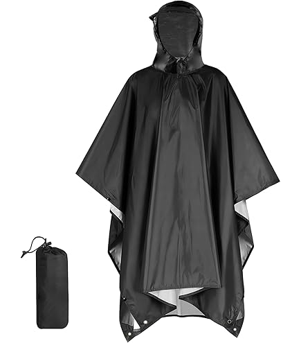 Volumoon Poncho De Pluie Imperméable Multifonctionnel 3-en-1, Poncho Pluie Imperméable Avec Capuche, Cape De Pluie Homme Femme, Léger Réutilisable, Pour Camping Randonnée Vélo Pêche Voyage (Bleu