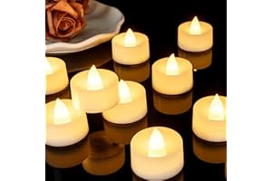 AMAGIC 24-Pack Bright Flicker LED Tea Lights Battery Operated, 200+Hour Fake Electric Candles TeaLights for Halloween, Diwali, Wedding Table Decor, Mother's Day