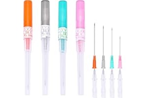 NIUSIMAN 4PCS Mixed Catheter Piercing Needles,14G 16G 18G 20G Piercing Needle Disposable Stainless Steel Ear Piercing Needle for Belly Navel Lip Eyebrow Nose Sterile Piercing Needles (Each 1PCS)