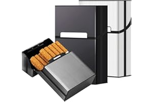 LiRiQi Papierośnica, 3 sztuki, metalowe pudełko na papierosy z zamknięciem magnetycznym, aluminiowa papierośnica na 20 papierosów, skrzynka na papierosy, męska