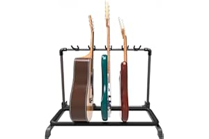 GUITTO Multi Guitar Rack Stand Foldable Universal Display Rack Portable Guitar Holder for Band Stage Bass Acoustic Guitar -5 Holder GGS-07