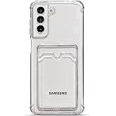 Samsung Galaxy S21 Kapak Kamera Korumalı Kartlıklı Darbe Emici &Ouml;zellikli Şeffaf Silikon Kılıf
