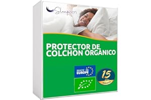 Sleepzen - Protector de Colchon 135x190 cm Algodón Orgánico Certificado Oeko-Tex®, Funda Colchon, Cubre Colchon, Muy Confortable, 100% Natural Sano y silencioso - No Impermeable - Sábana Bajera
