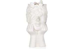 The7boX Vase à Visage féminin Vase à Fleurs décoratif en céramique Vase à Fleurs créatif pour Femme élégante pour Vase d'art pour Bureau à Domicile Salon Mariage et décoration d'événements