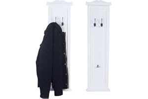 Mendler 2-częściowy zestaw garderoby T33, wieszak ścienny panel garderobiany, wieszak ścienny z drewna 109 x 28 x 4 cm – lakierowany na biało