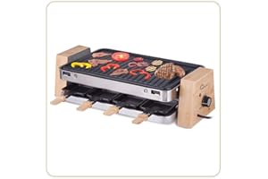 LITTLE BALANCE 8388 Grill Wood 8 Elektrischer Raclette, 1500, Holz/Edelstahl