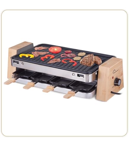 Poelon Raclette BOJIUSARL 4PCS Carré Avec Revêtement Anti-adhésif Avec Spatule Bois Raclette