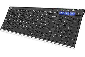 Arteck Universal Bluetooth Keyboard Multi-Device Stainless Steel Full Size Wireless Keyboard for Windows, iOS, Android, Computer Desktop Laptop Surface Tablet Smartphone Built in Rechargeable Battery