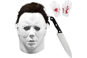 DFADKYWU Michael Myers Maske, Halloween Masken, Mike Myers Maske, Horror Mask, Gruselige Horror Vollkopfmaske Aus Latex Für Halloween, Kostümpartys & Horrorfans