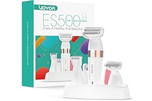 VOYOR Rasoio elettrico per donna Rasoio per capelli Trimmer per capelli per viso, 5 in 1 Groomer Kit Lady Rasoio per rasoio per capelli, ricaricabile senza filo ES500