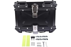 ‎BISENYA Bisenya 45L Motorrad Topcase Aluminium Motorrad Heckbox Reisen Motorradkoffer mit Sicherheitsschloss für Motorradhelm Helm, Wasserdicht Top Box (Schwarz)