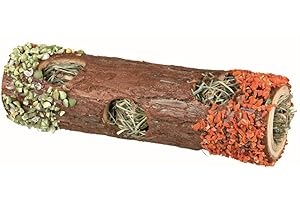 Trixie 60770 Tunnel en tube de collation naturel avec remplissage de foin, pour petits rongeurs et lapins (fleurs d'hibiscus, 20 cm / 25 g)