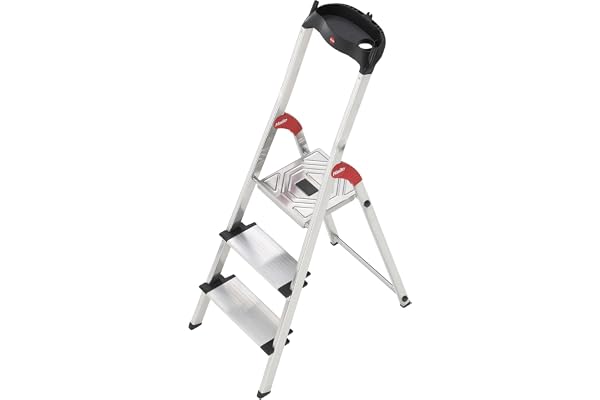 Escabeau sécurisé Pliable en Aluminium 3 marches Extra Larges Hailo ProfiStep XXL