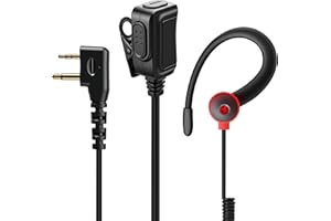 HYS Cuffie | Cuffie PTT a forma di G | 2 poli per radio | Compatibile con Midland G7 pro G8 G9 Pro M24 Plus M48 M99 G6 XT G7 XTR Alan HP450 (RED, 1)