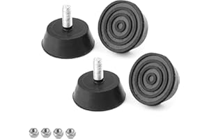 GEBAUM 4 Pièces Pieds Réglables de Meubles, Base en Caoutchouc Pieds de Planche à Découper avec vis, Pieds Réglables en Hauteur Diamètre 38 mm, pour Meubles, Electroménagers