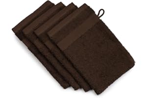 Gözze - New York Gant de Toilette, Lot de 4, Doux et absorbant, 100% Coton, 17 x 24 cm - Mocca