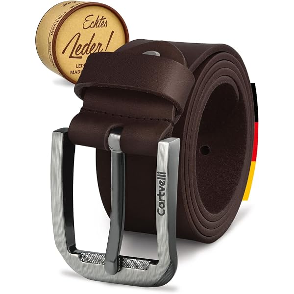 Ceinture Homme En Cuir Véritable Conte Massimo - Made In Italy, Boucle Sans Nickel, Largeur 4 Cm - Taille Réglable 110-125 Cm - Avec Coffret Cadeau