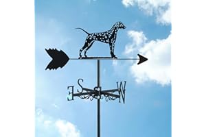 ANCNA-U Terrier-Hunde-Dekoration, Metall-Wetterfahne für Dachmontage, Wetterfahne, Windrichtungsanzeige, Set für Scheune, Hof, Pfahl, Haus, Garten, Dekoration, Dalmatiner