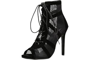 Genérico Heels Dance Class Bootie Sandalias de Tacón Alto con Cordones y Boca de Pescado Zapatos de Baile para Mujer Sandalia Cómoda 7 cm Suela de Ante