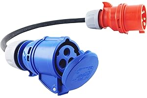 NWP Adapter CEE Kupplung 230V 16A auf CEE Stecker 400V 16A - 3x2,5mm² Gummischlauchleitung - IP44 - Für Camping, Caravan, Boot, Märkte, Außenbereich