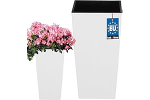 KOTARBAU® Macetero Cuadrado con Maceta Interior 170 x 170 x 325 mm, Macetero Blanco Mate, Macetero con Inserto extraíble, Macetero de plástico, Tiesto Decorativo, Macetero Alto de Interior y Exterior