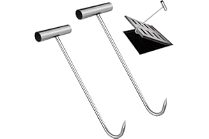 Marjoramy 2 Pezzi Ganci per Sollevare Tombini, Gancio Tombino Sollevatore Chiusino 30 cm, Gancio con Impugnatura a T per Tombino, T Ganci per Sollevatore per Tapparelle, Fogne e Carni Appese