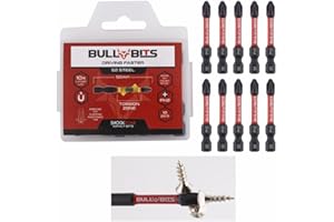 10x Bull Bits 50mm PH2 Impact Screwdriver Drill Driver Bits Set Phillips No.2 Compatible with DeWalt, Milwaukee, Bosch, Makita, and More