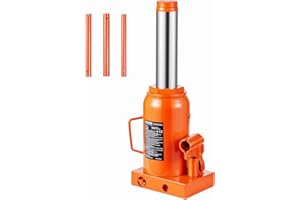VEVOR Cric Idraulico a Bottiglia 30T, Cricco a Bottiglia Saldato con Portata Sollevamento 285-475 mm e Maniglia Lunga a 3 Sezioni, Cric per Pick-Up, Camper, Riparazioni Auto, Ingegneria Industriale