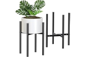 Mutool 2 Pack Adjustable Plant Stand, Metal Plant Stands Indoor Outdoor, Modern Plant Holders Plant Rack, Flower Stand Holder for 8-10 in Plant Pot, Black