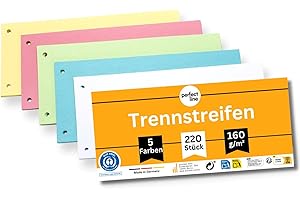 ‎PERFECT LINE perfect line 220 Trennstreifen für Ordner A4, Trennblätter aus Recycling-Karton Made in Germany, 5 Farben, gelocht