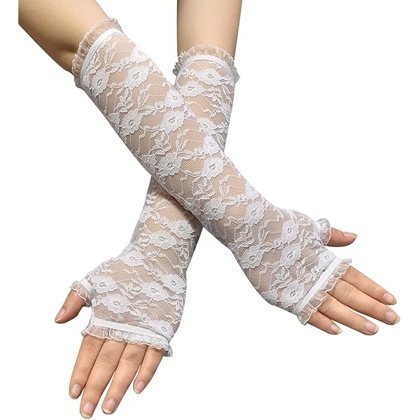 LICHUANUK Gants En Dentelle,Longs Sans Doigts De Costume Mariage,pour Les Fêtes D'Halloween, Les Carnavals, Les Fêtes De Mariage, Les Concerts Et Les Bals