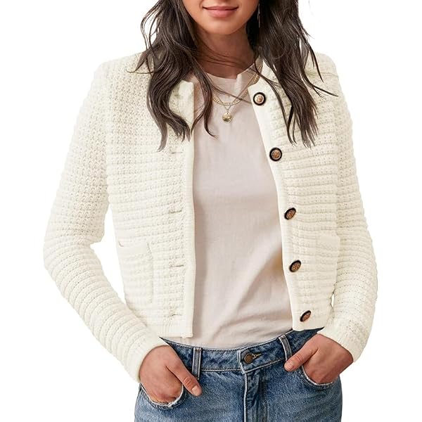 Boléro Femme Court En Tricot - Cardigan Manches Longues Avec Boutons - Viscose/Nylon/Polyester - Noir - Style Rétro