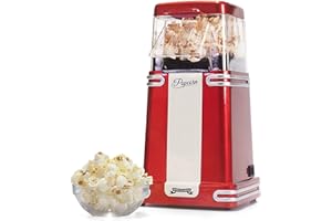 Gadgy Maszyna do Popcornu | 1200W Maszyna do popcornu na gorące powietrze retro | Zdrowa Przekąska| Beztłuszczowa Bezolejowa