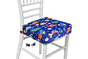 Réhausseur Coussin de Siège Chaise Enfant en Lin Mousse Portable Coussin Chaise Haute Bébé Carré Rehausseur de Siège (Dinosaure Bleu)