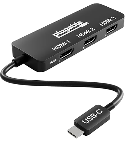 Plugable USB C to Quad HDMI 4K Adapter with 100W PD Pass-Though