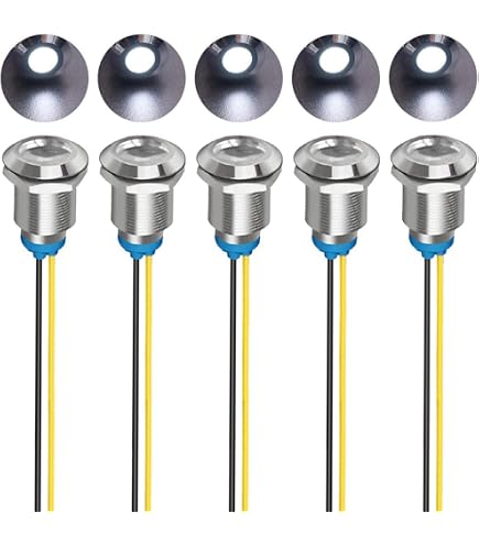 GTIWUNG 10 Pièces Métal Voyant LED Rondes Pré-câblées pour Panneau,220V DC Étanche Signal Lampe avec Fil pour Panneaux électroniques,Tableaux de Contrôle, Circuits électriques,Diamètre de Montage 12mm GTIWUNG 10 Pièces Métal Voyant LED Rondes Pré-câblées pour Panneau,220V DC Étanche Signal Lampe avec Fil pour Panneaux électroniques,Tableaux de Contrôle, Circuits électriques,Diamètre de Montage 12mm