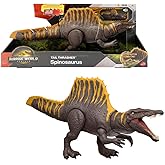 Mattel Jurassic World Rebirth dinosaur toy, Spinosaurus action figure with 2 attack movements, stone adapted from the movie