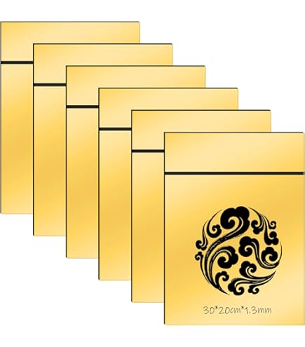 Gohytal 4 Hojas De Plástico ABS, 30 X 20 Cm Placa Acrilico Corte Laser, Hoja Carteles Bricolaje,Placa De Grabado Láser De 1,3mm, Doble Color Placa Grabada Plástico Para Grabar,Pintura(Negro Sobre Oro