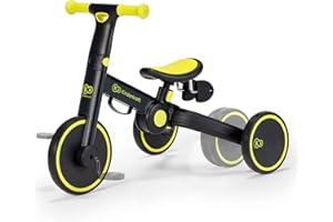 KK KINDERKRAFT Kinderkraft Triciclo 3in1 4TRIKE, Mini bici, Carrello, Sella regolabile, Pieghevole, da 12 mesi a 5 anni, Nero