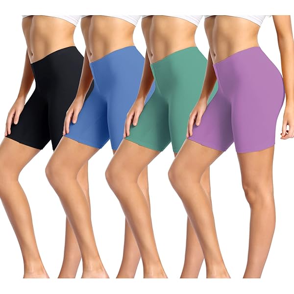 Sundwudu 4 Pack Biker Shorts For Women - 5" & 8" High Waist, Tummy Control, Workout & Casual