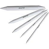 BRUSTRO Blending Stump | Set of 5 | White | Both End Pointed, Ideal for Students, Artist, Charcoal, Sketch, Drawing Tools, Sm
