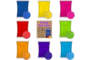 SOLNIT Holi-Gulal, polvere solubile in acqua, servizio fotografico naturale per festival, colori rangoli, polvere arcobaleno, set colorato, animali, baby shower, matrimoni, campi estivi (mix 8)