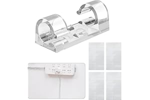 JOWRUN Grapas de Pared para Cables,80 Piezas Clips para Cables Eléctricos con Adhesivo,Sujeta para Cables Adhesivo de Pared,Gestión de Cables, para TV, PC,Computadora Portátil,Hogar y Oficina (Transparente)