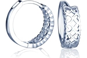 Pendientes de aro de plata de ley 925 Yumilok Jewelry – hipoalergénicos, diseño con corazones