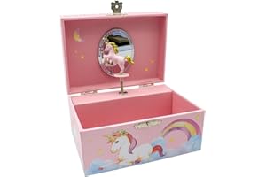 GICO Boîte à bijoux musicale fille rose avec licorne – Mélodie : Lac des cygnes – 92059