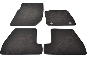 Carsio Carpet Car Mats For Ford Focus MK3 2011 to 2018 4 Piece Set with 2 Clips Tailored Fit Floor Mat Complete Accessory Black Custom Fitted - All Weather, Anti-Slip Backing & Black Trim